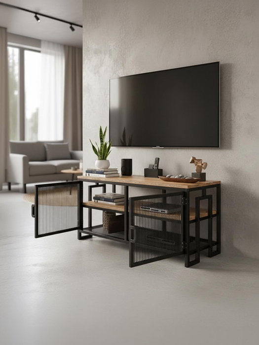Hanah Home Soporte para TV Zent Pino Atlántico y Negro